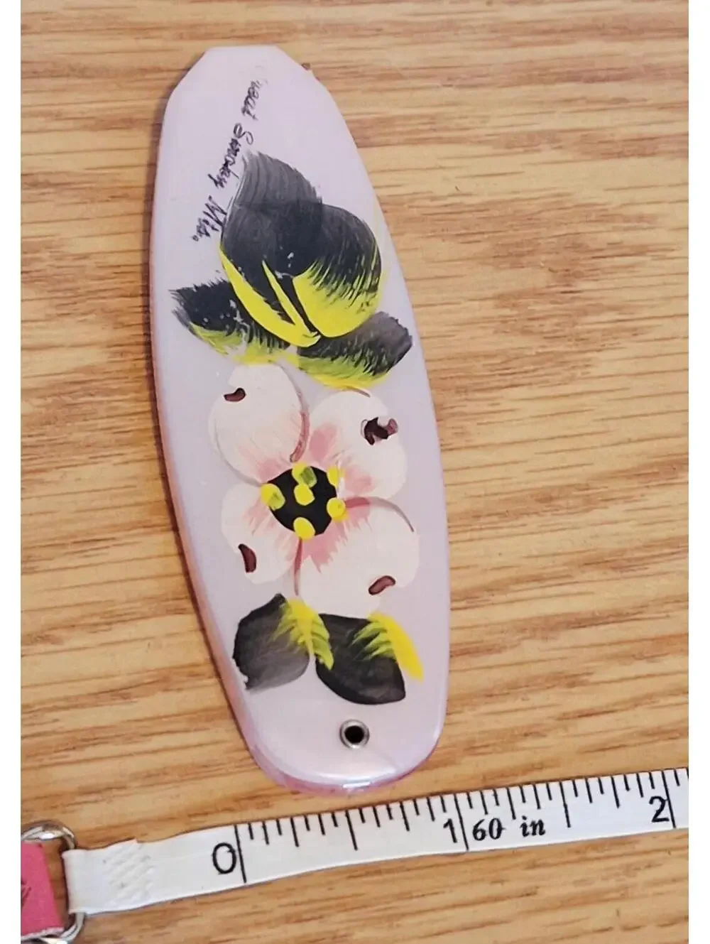 Hand Painted VTG Folding Pocket Comb Great Smoky Mts Dogwood Pink Made in USA